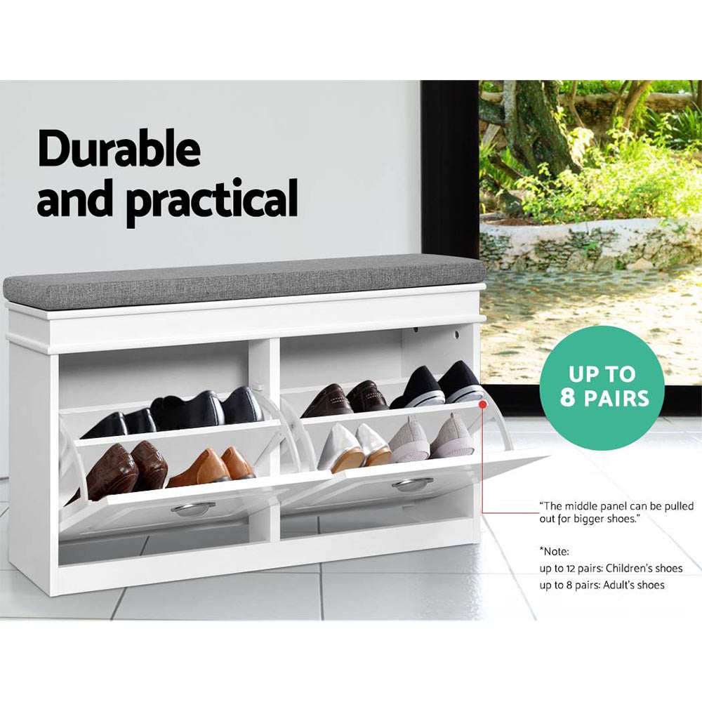 Artiss Shoe Rack Bench - Small White