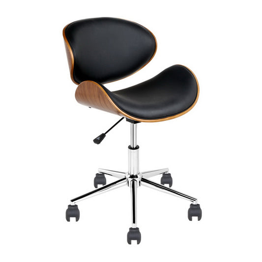 Artiss Wooden Leather Office Chair - Black