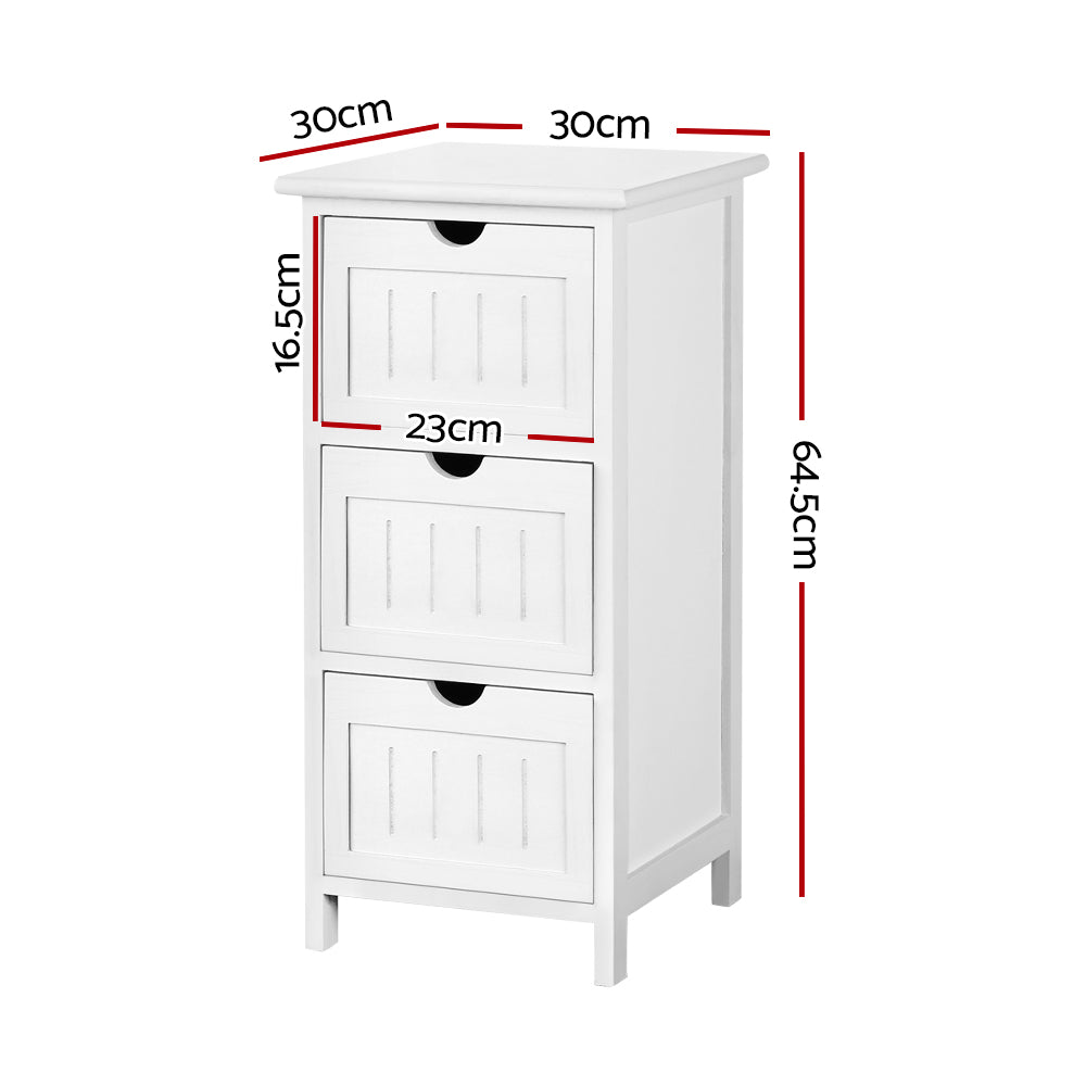 Artiss Cabinet with 3 Drawers - White