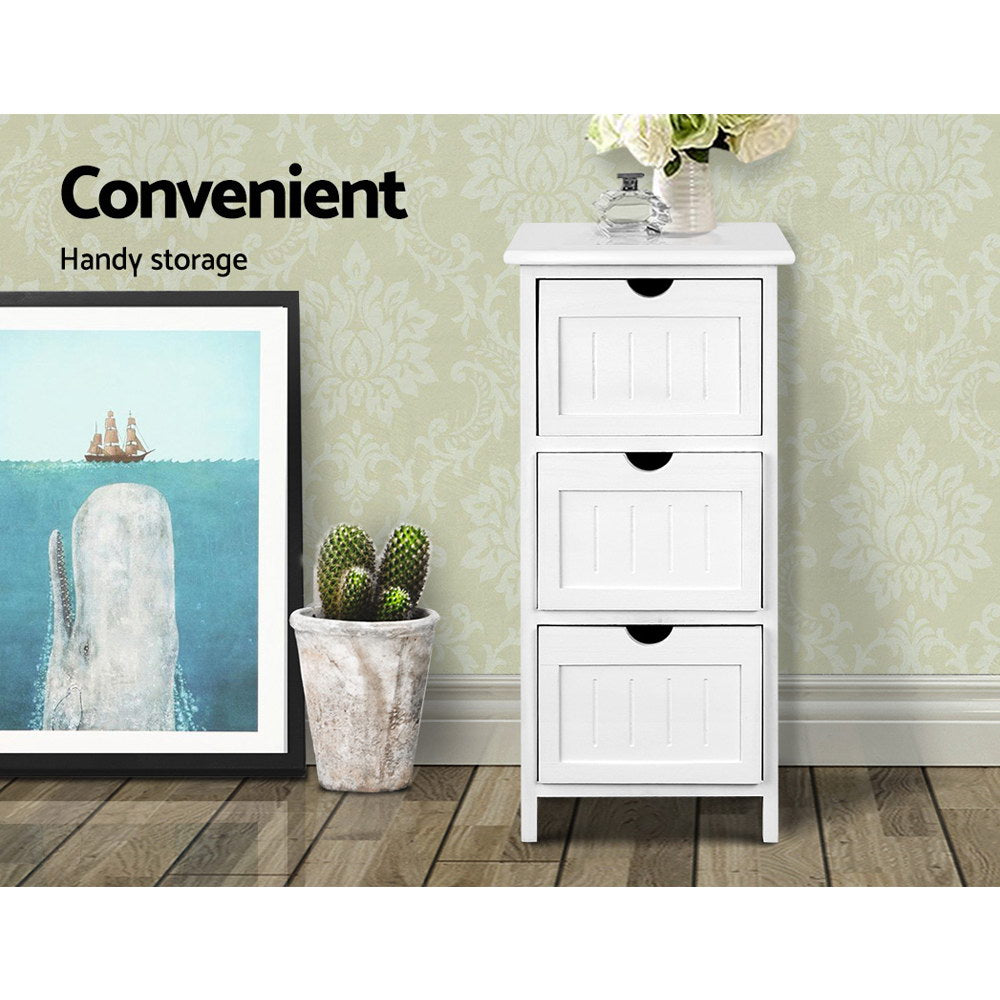 Artiss Cabinet with 3 Drawers - White