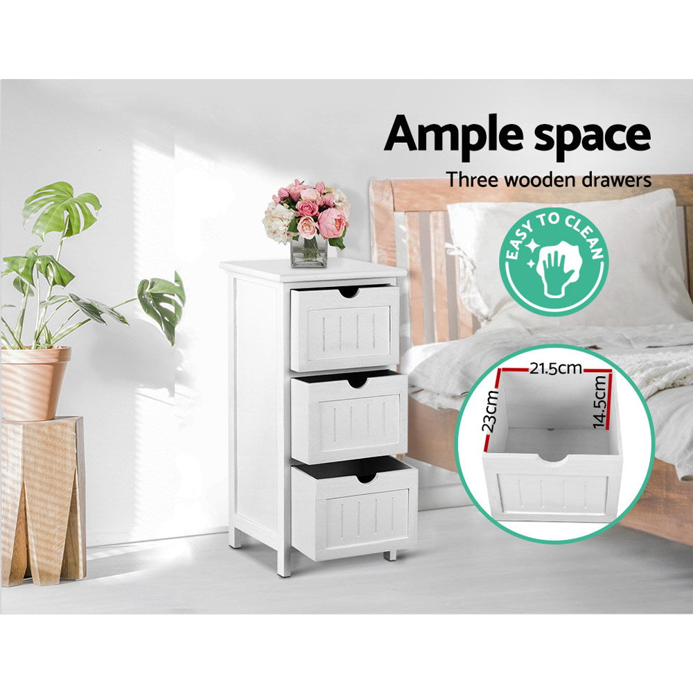 Artiss Cabinet with 3 Drawers - White