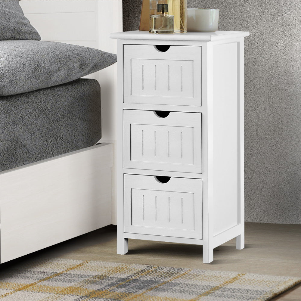 Artiss Cabinet with 3 Drawers - White