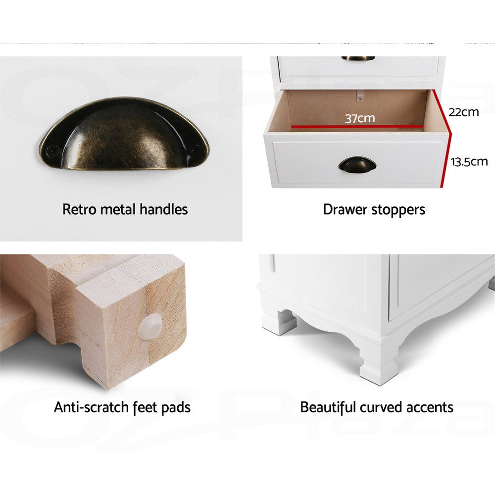 Artiss Thyme Bedside Table 3 Drawer - White