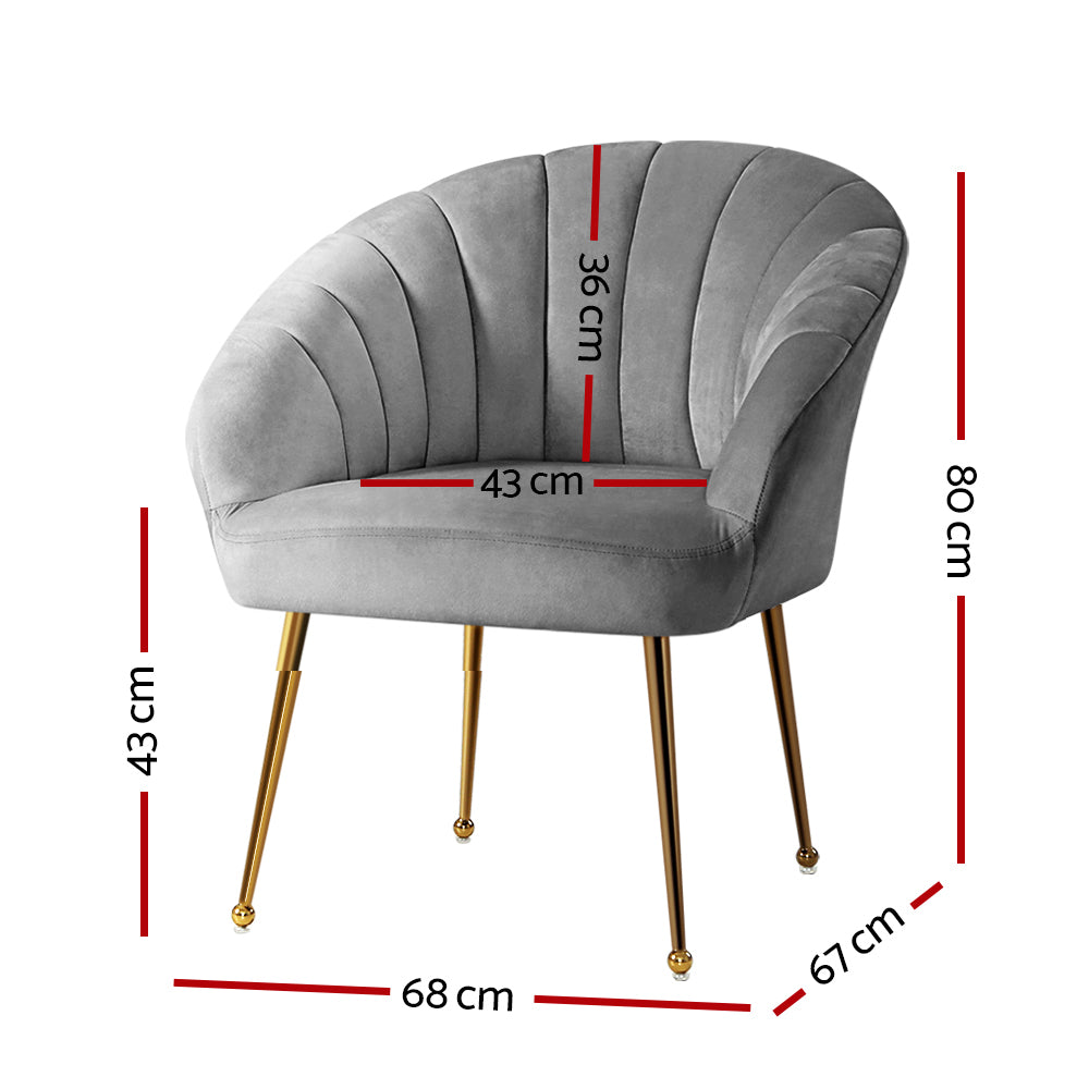 Artiss Eloise Armchair - Velvet Grey