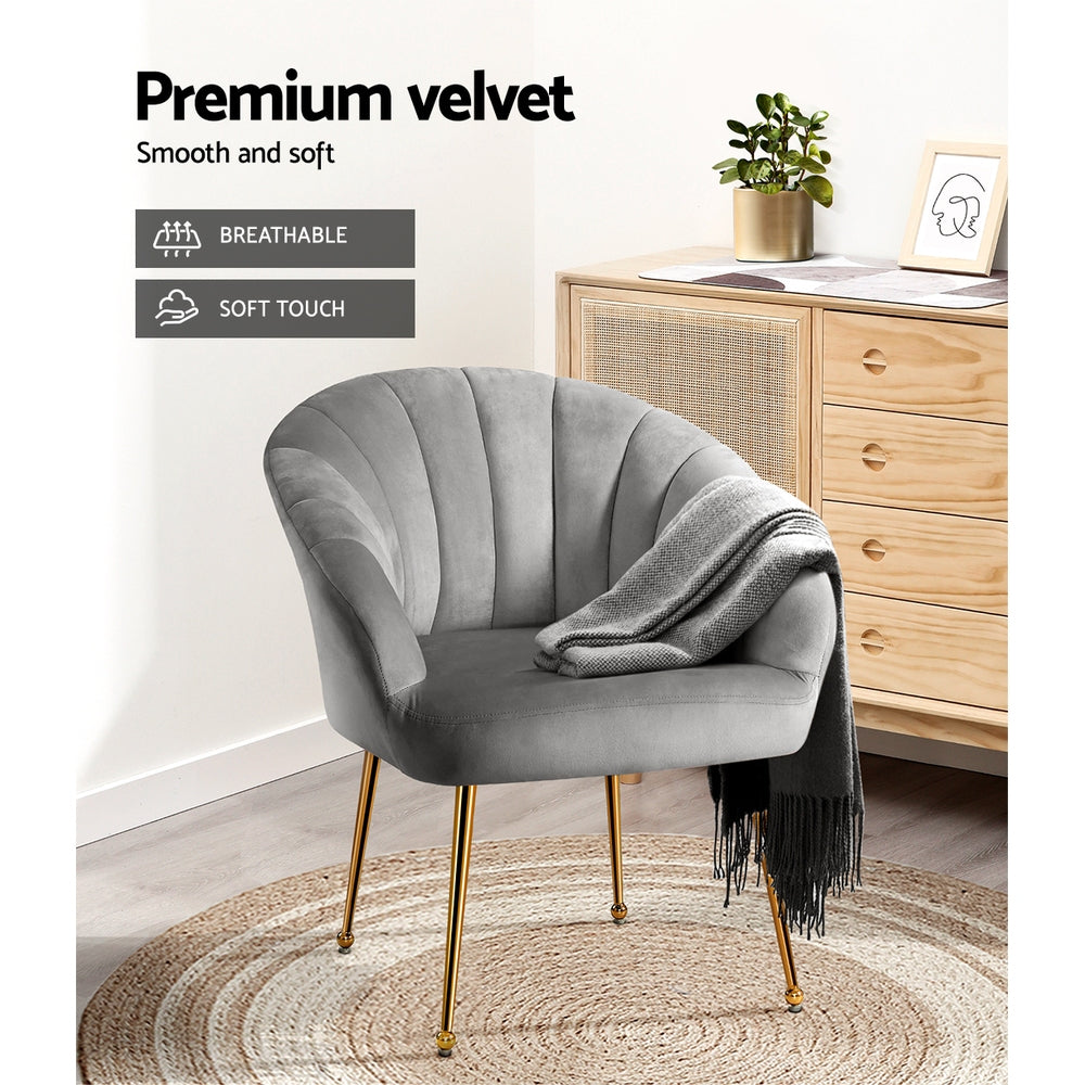 Artiss Eloise Armchair - Velvet Grey