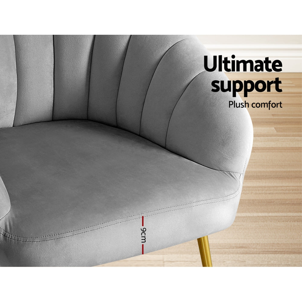 Artiss Eloise Armchair - Velvet Grey
