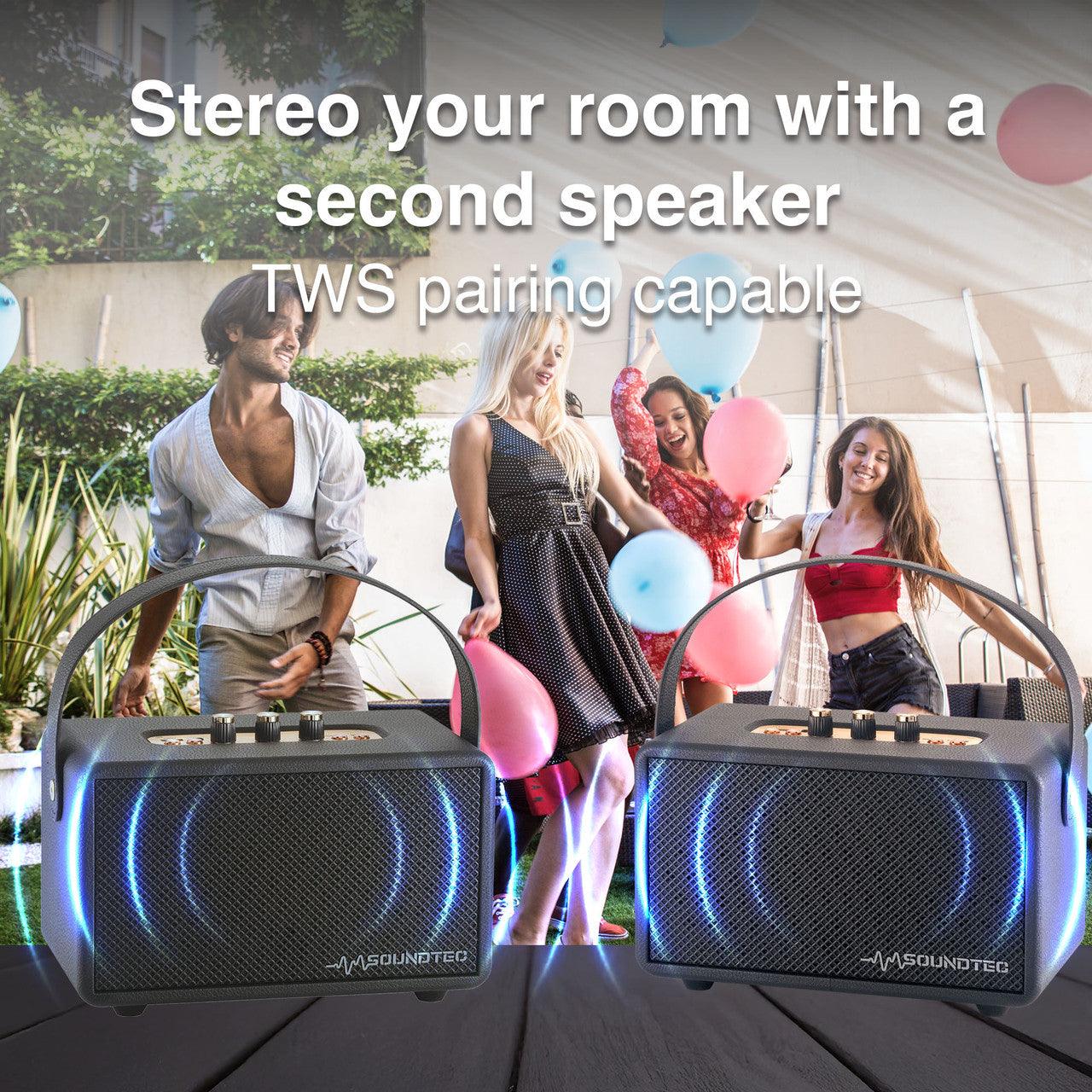 SoundTec Retro Bluetooth Boombox - Black