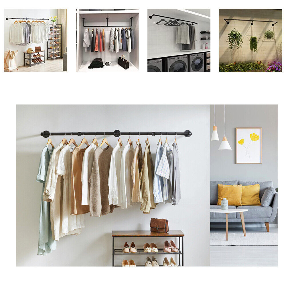 Vintage Style Industrial Iron Pipe Clothes Rail