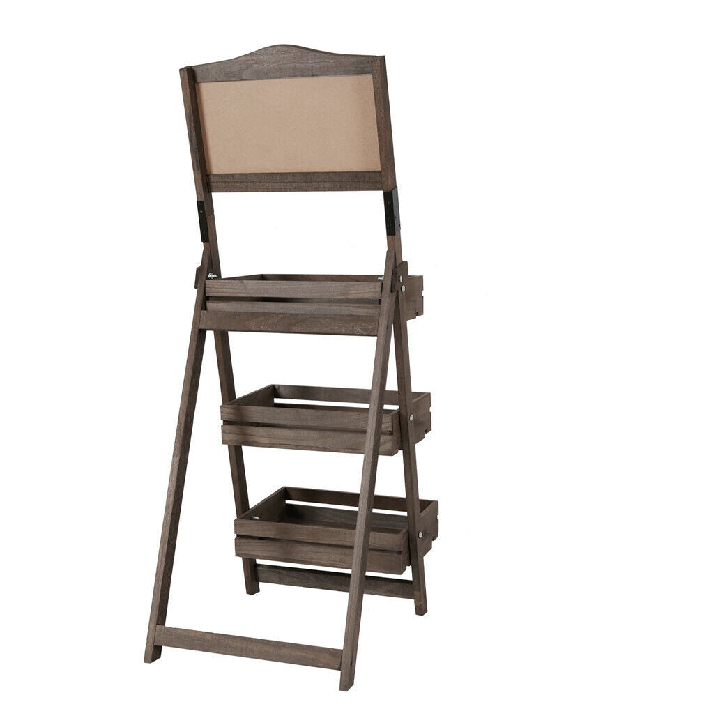 Vintage Wooden Chalkboard Easel with 3 Shelves