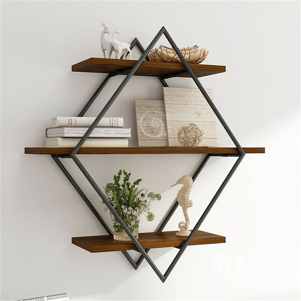 3-Tier Rustic Wood Floating Wall Shelves