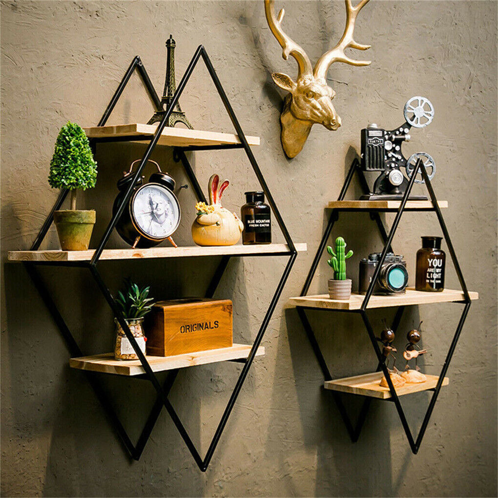 3-Tier Rustic Wood Floating Wall Shelves
