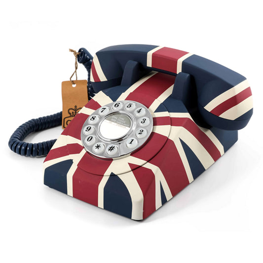 GPO 746 Retro Rotary Push Button Telephone - Union Jack Design