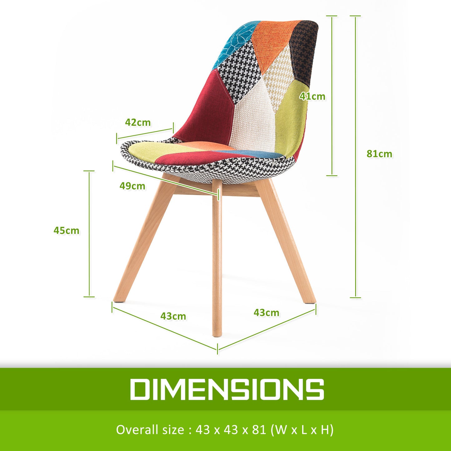 La Bella Padded Dining Cafe Chairs x 4 - Multicolour