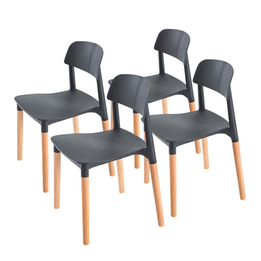 Belloch Stackable Dining Cafe Chairs x 4 - Black