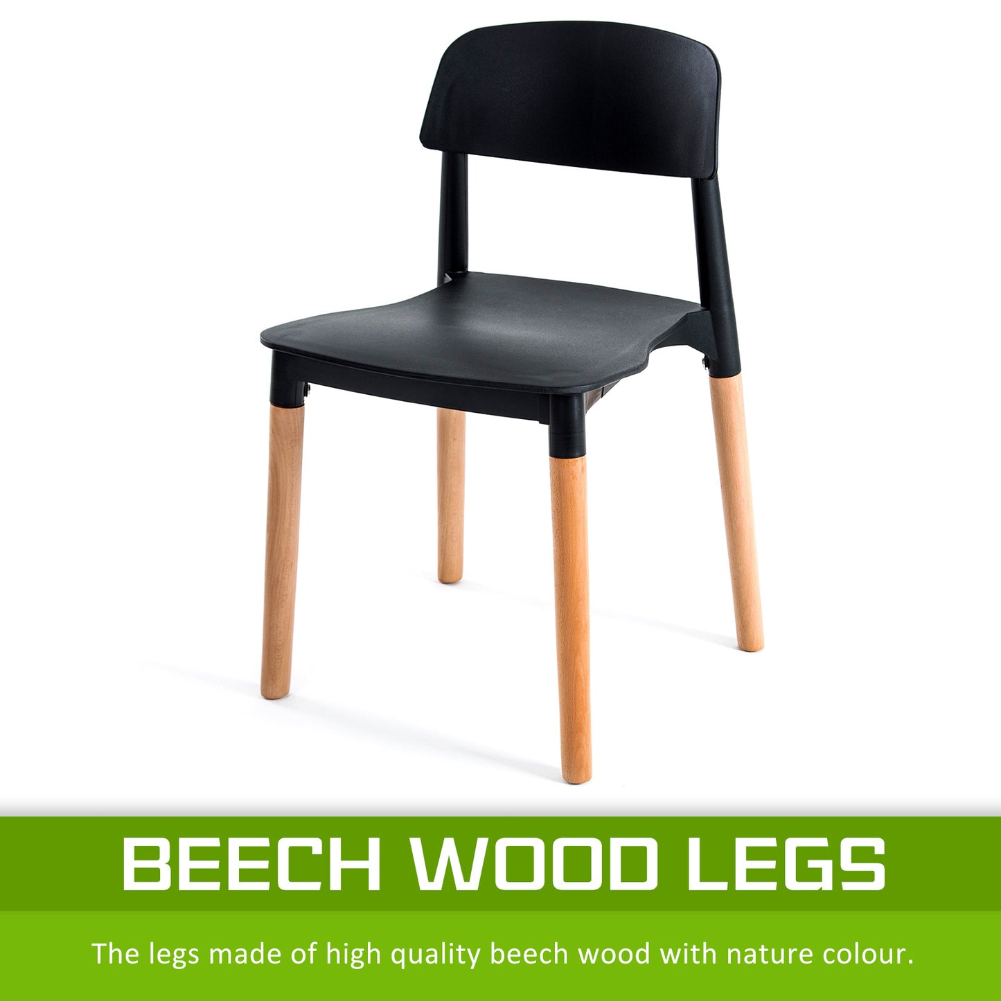 Belloch Stackable Dining Cafe Chairs x 4 - Black