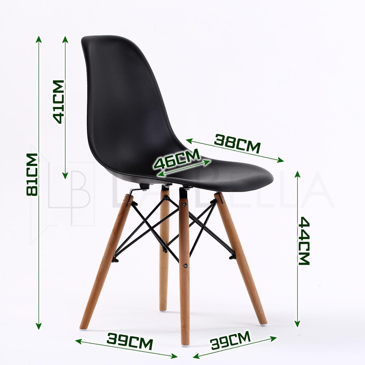 La Bella Dining Cafe Chair x 4 - Black