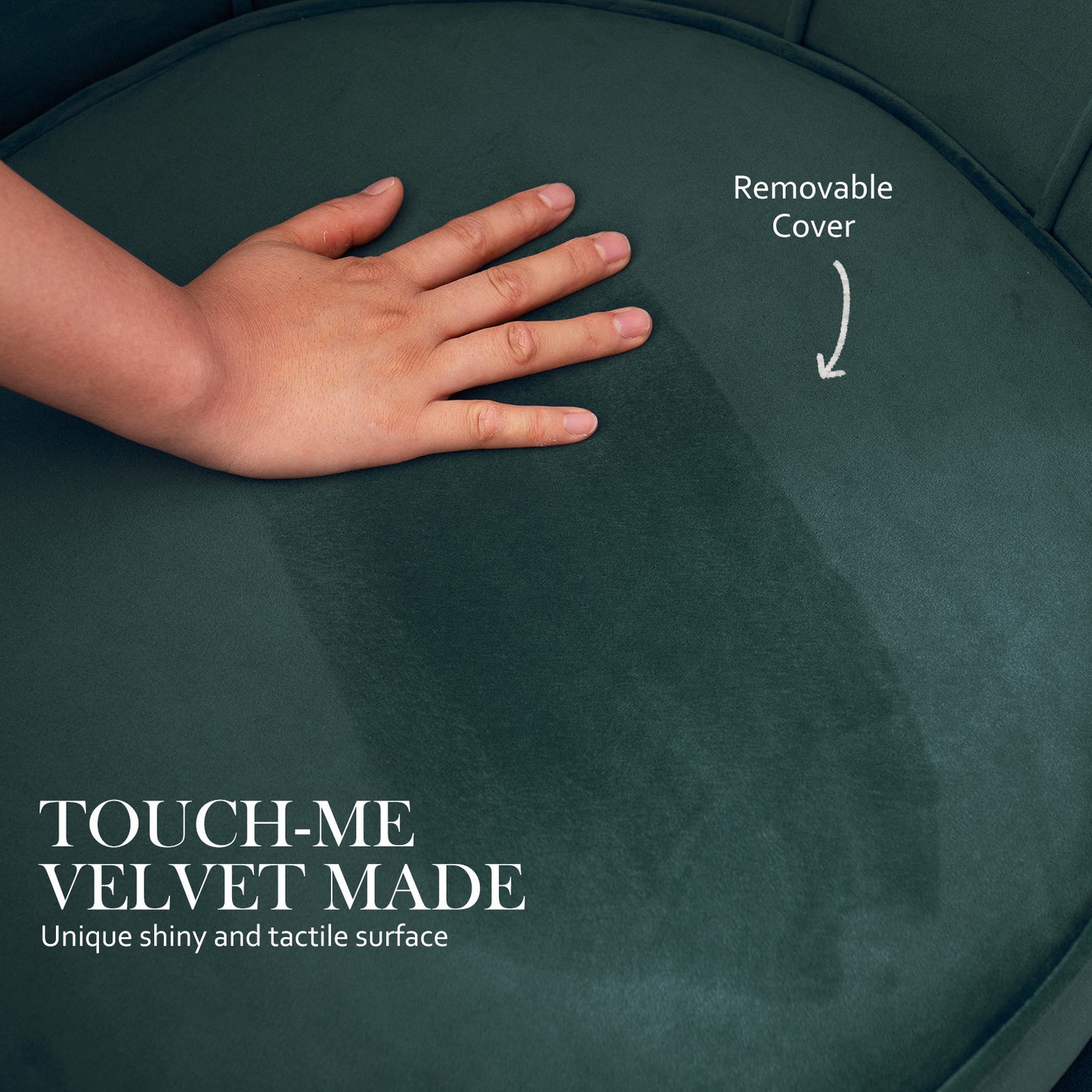 La Bella Velvet Shell Armchair and Round Ottoman - Green