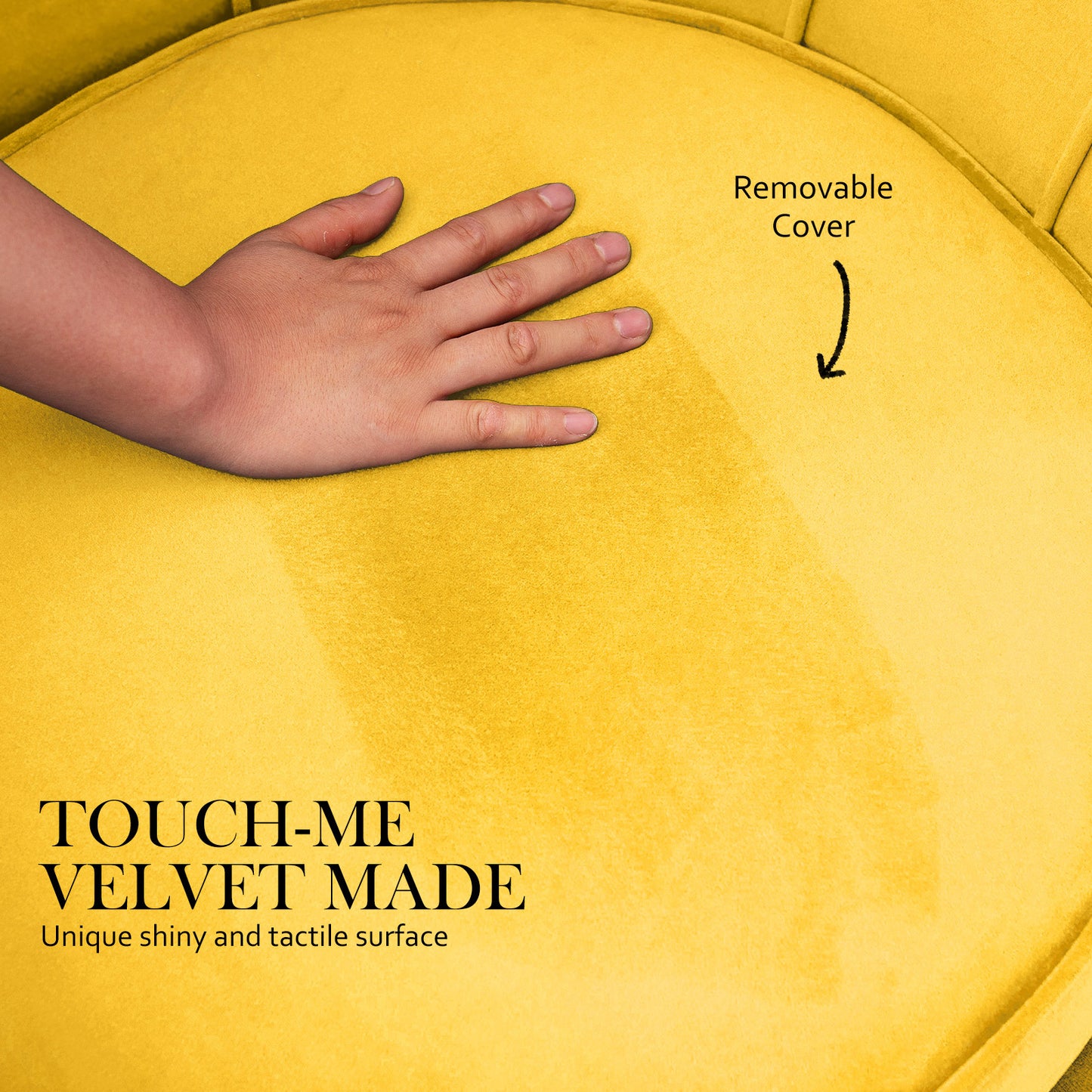 La Bella Velvet Shell Armchair and Round Ottoman - Yellow