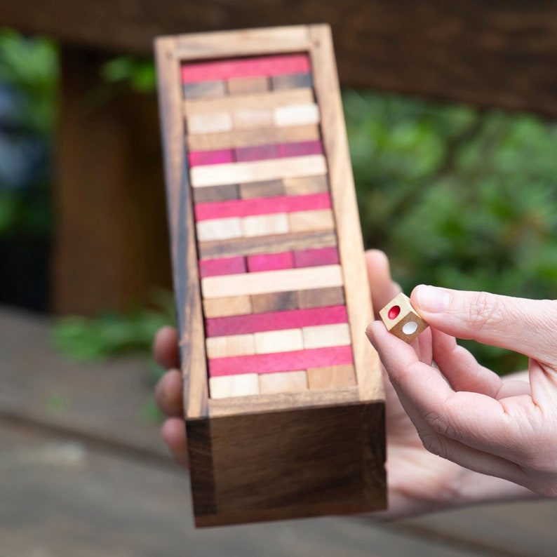 Wooden Stacking Tower Game with Storage Box