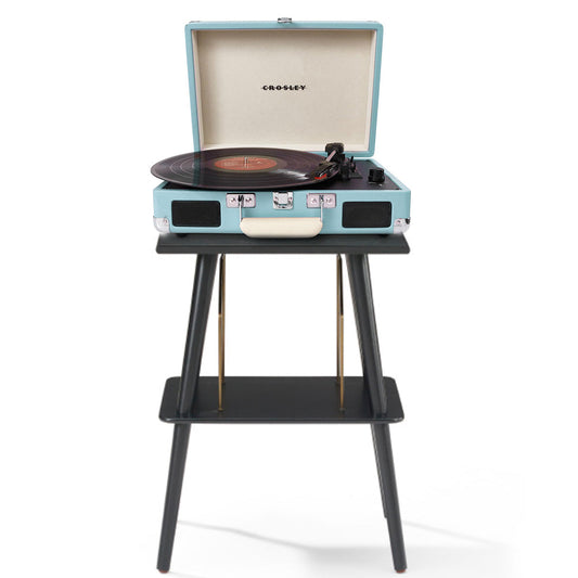 Crosley Cruiser Bluetooth Portable Turntable - Turquoise + Entertainment Stand Bundle