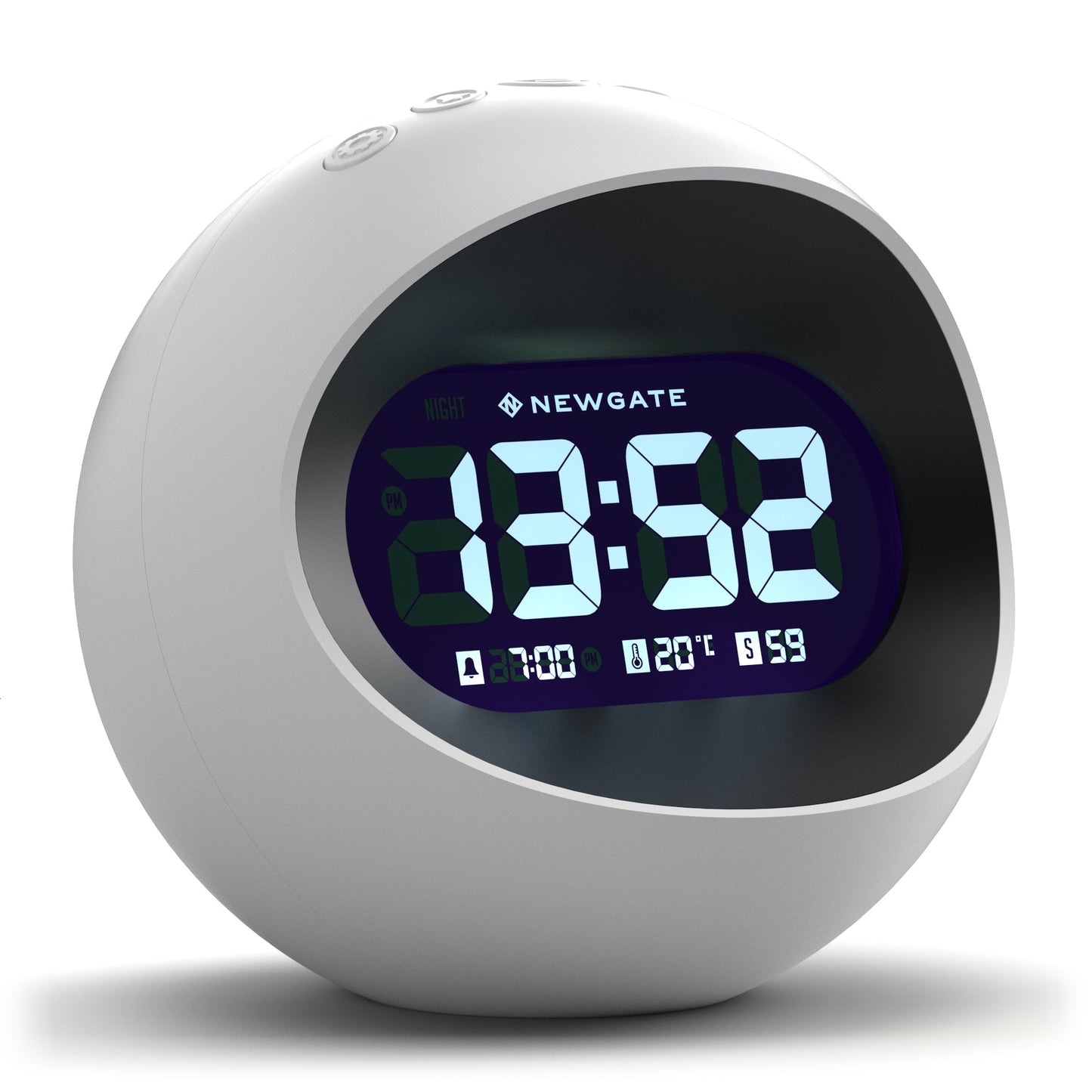 Newgate Centre Of The Earth LCD Alarm Clock - White
