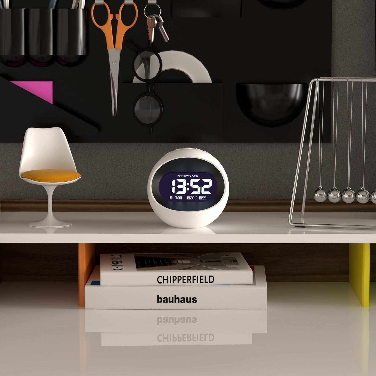 Newgate Centre Of The Earth LCD Alarm Clock - White