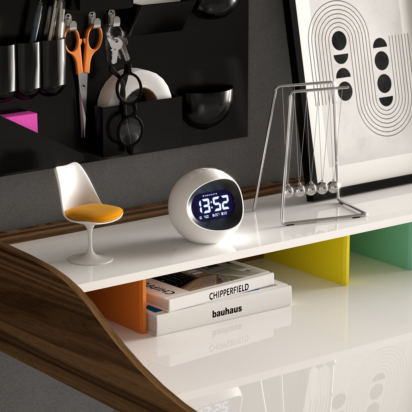 Newgate Centre Of The Earth LCD Alarm Clock - White