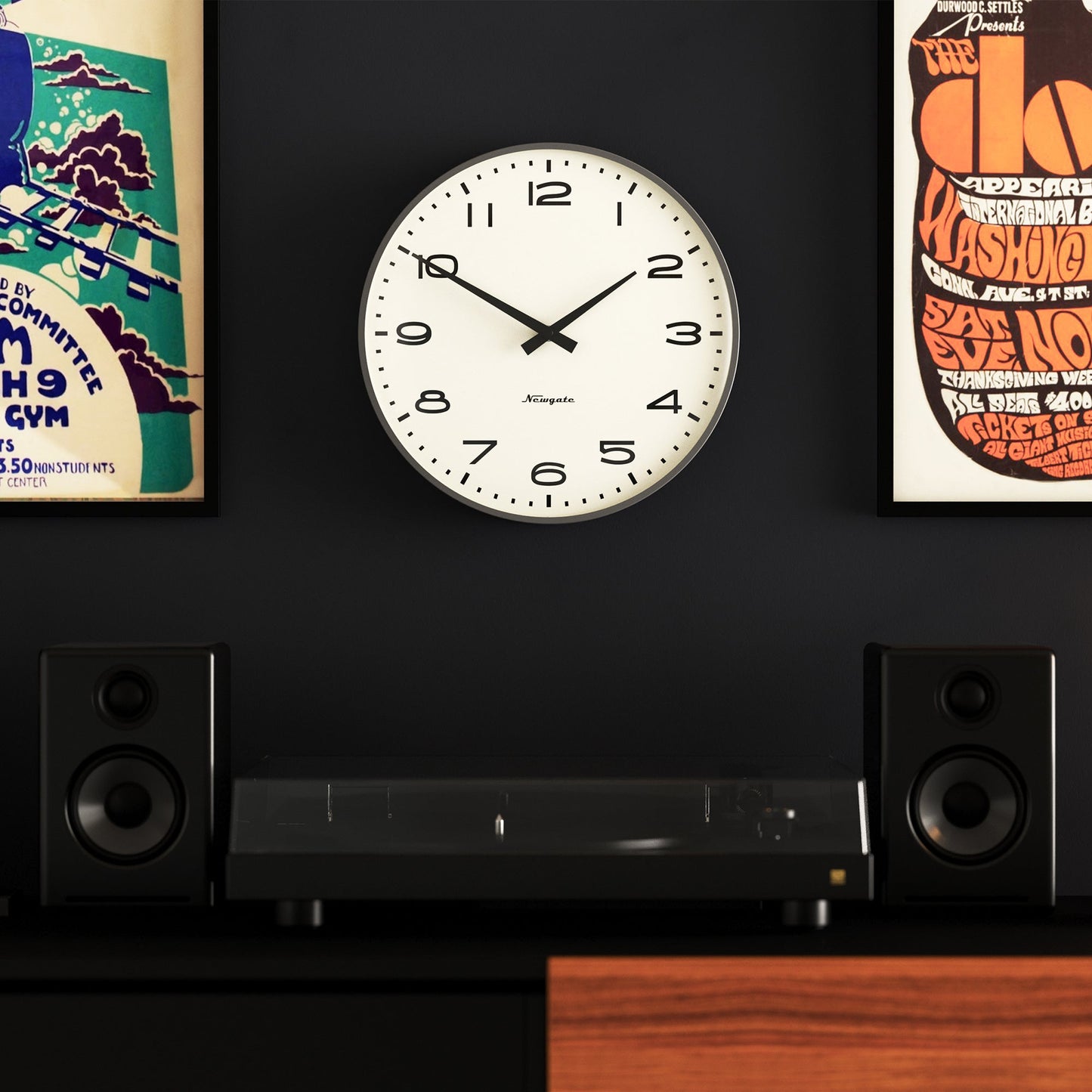Newgate Radio City Wall Clock Arabic Dial - Matte Blizzard Grey