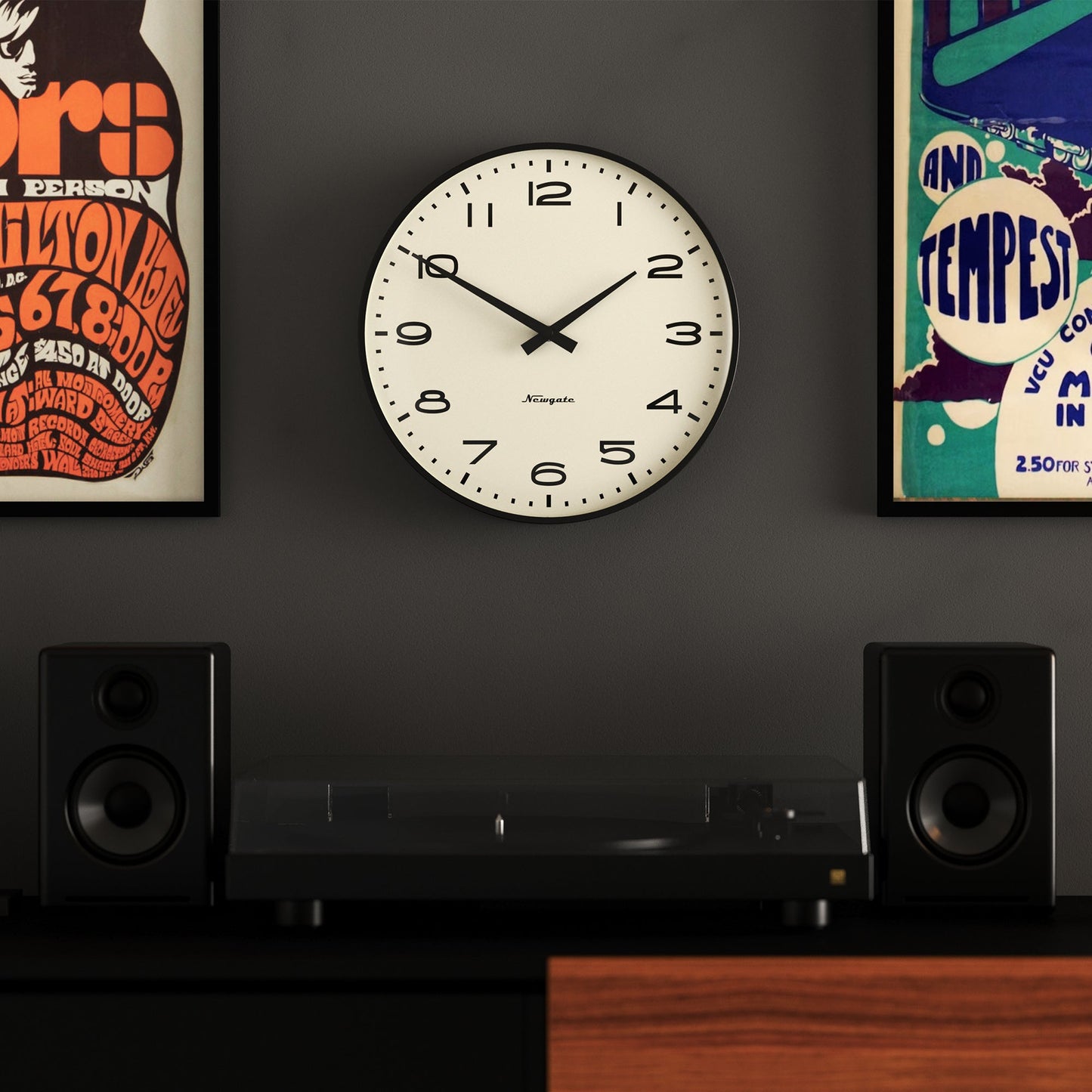 Newgate Radio City Wall Clock Arabic Dial - Matte Black