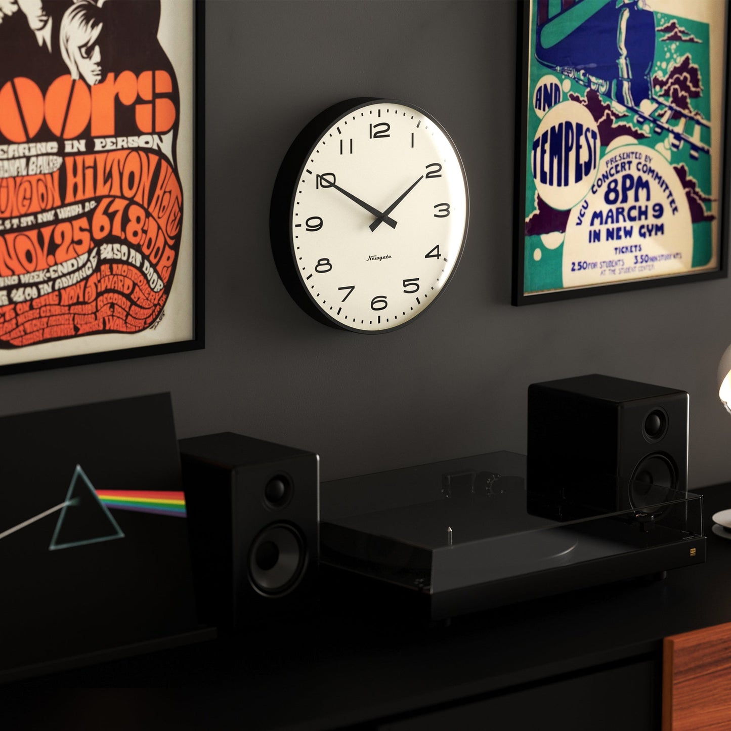 Newgate Radio City Wall Clock Arabic Dial - Matte Black