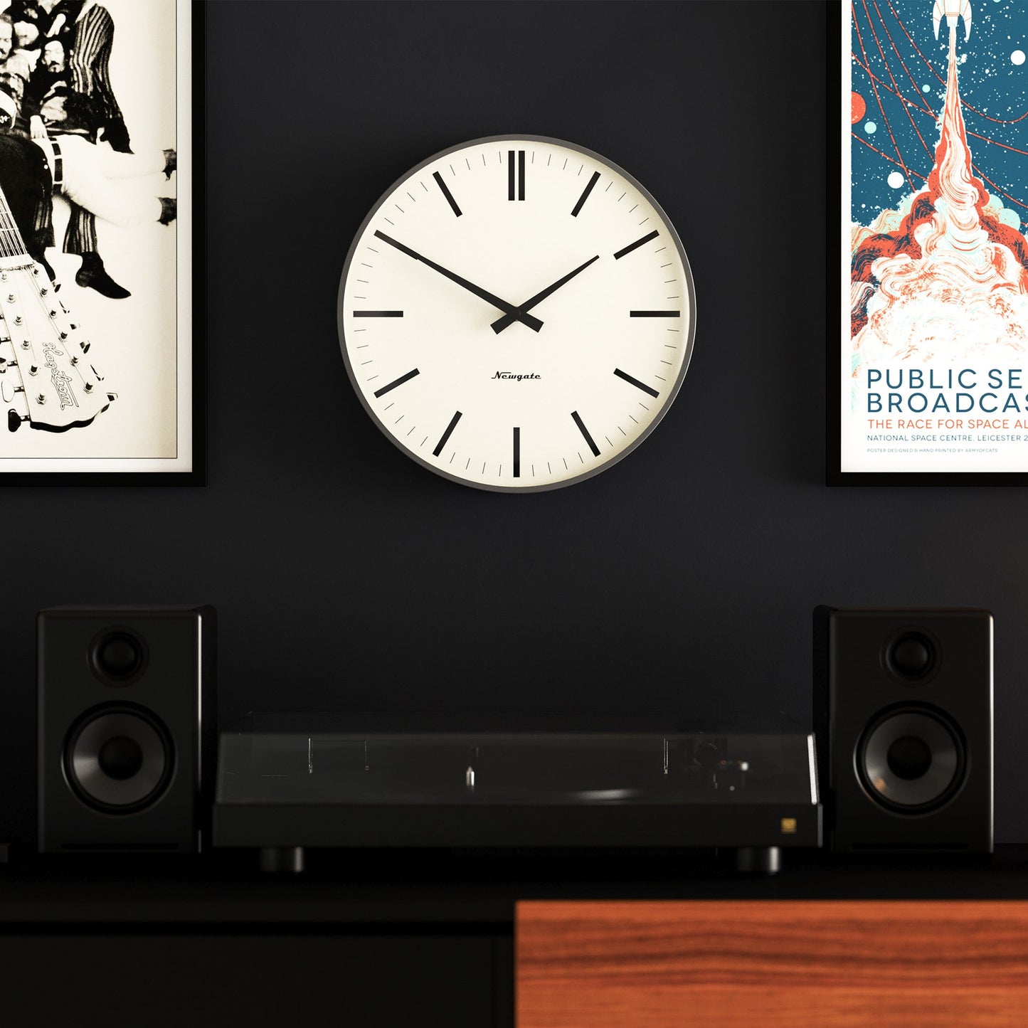 Newgate Radio City Wall Clock Marker Dial - Matte Blizzard Grey