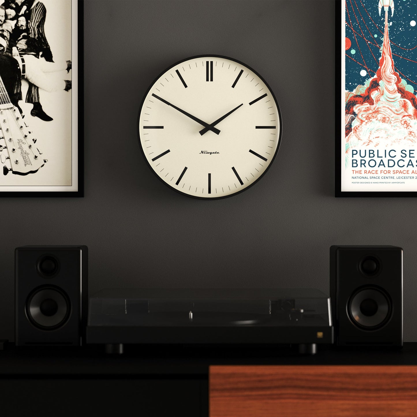 Newgate Radio City Wall Clock Marker Dial - Matte Black