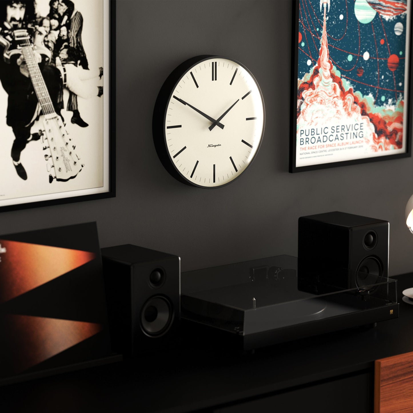 Newgate Radio City Wall Clock Marker Dial - Matte Black