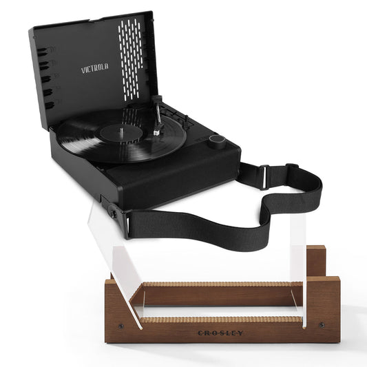 Victrola Revolution Go Turntable - Black + Record Album Display Stand