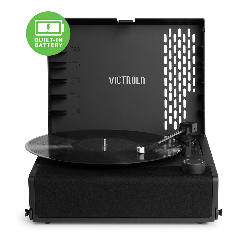 Victrola Revolution Go Turntable - Black + Record Album Display Stand