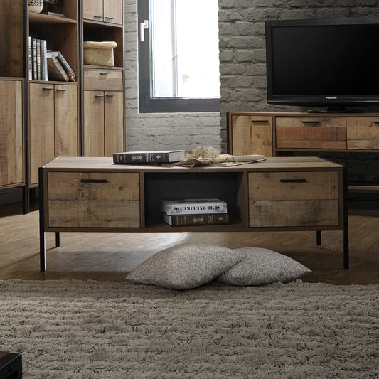 Coffee Table with 2 Drawers - Oak Colour
