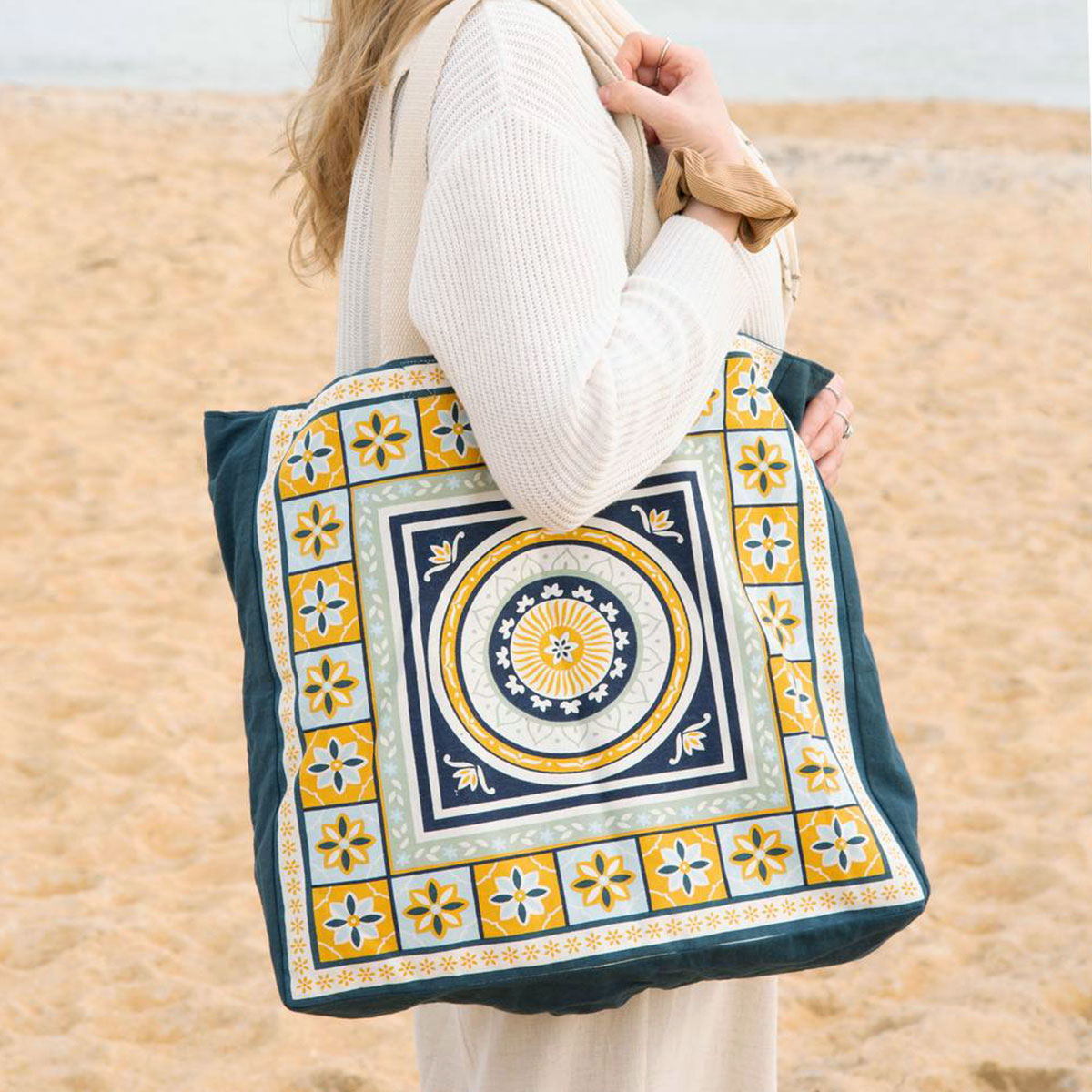 J Elliot Home Kasbah Cotton Tote Shopping Bag - Blue