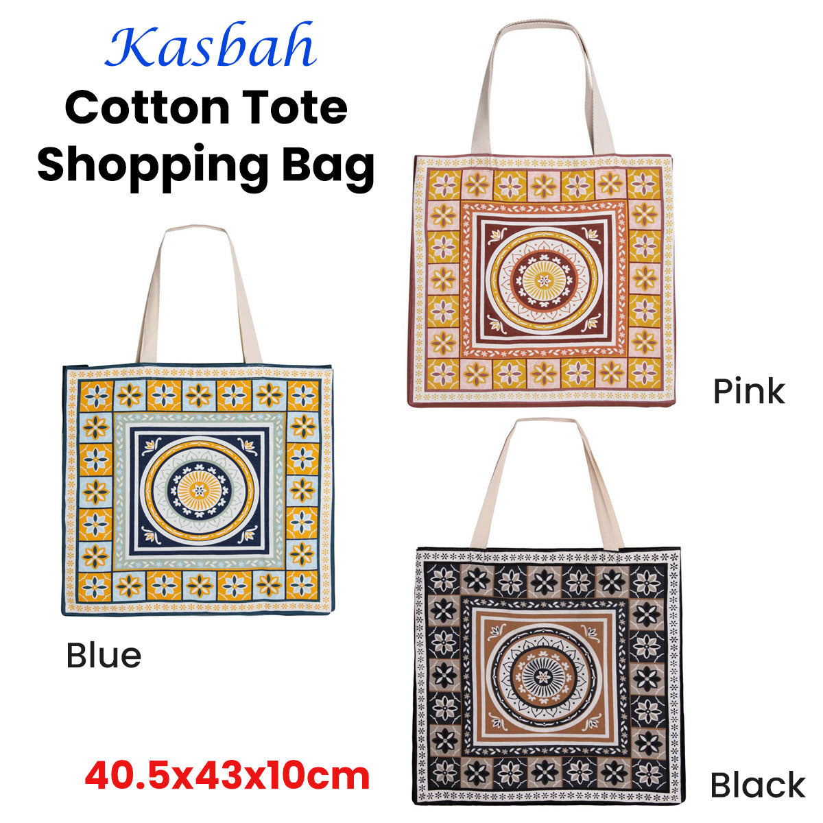 J Elliot Home Kasbah Cotton Tote Shopping Bag - Blue
