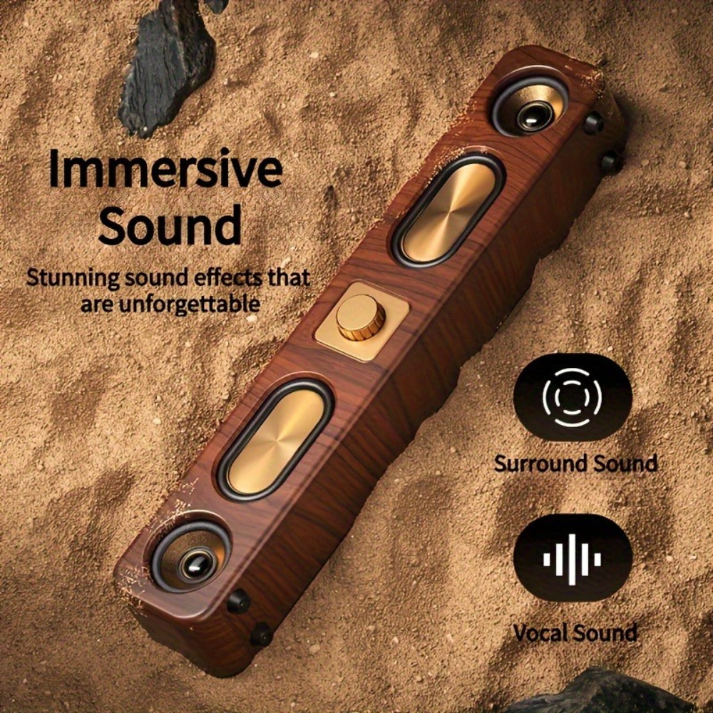 Retro Wood Grain Wireless Bluetooth Soundbar