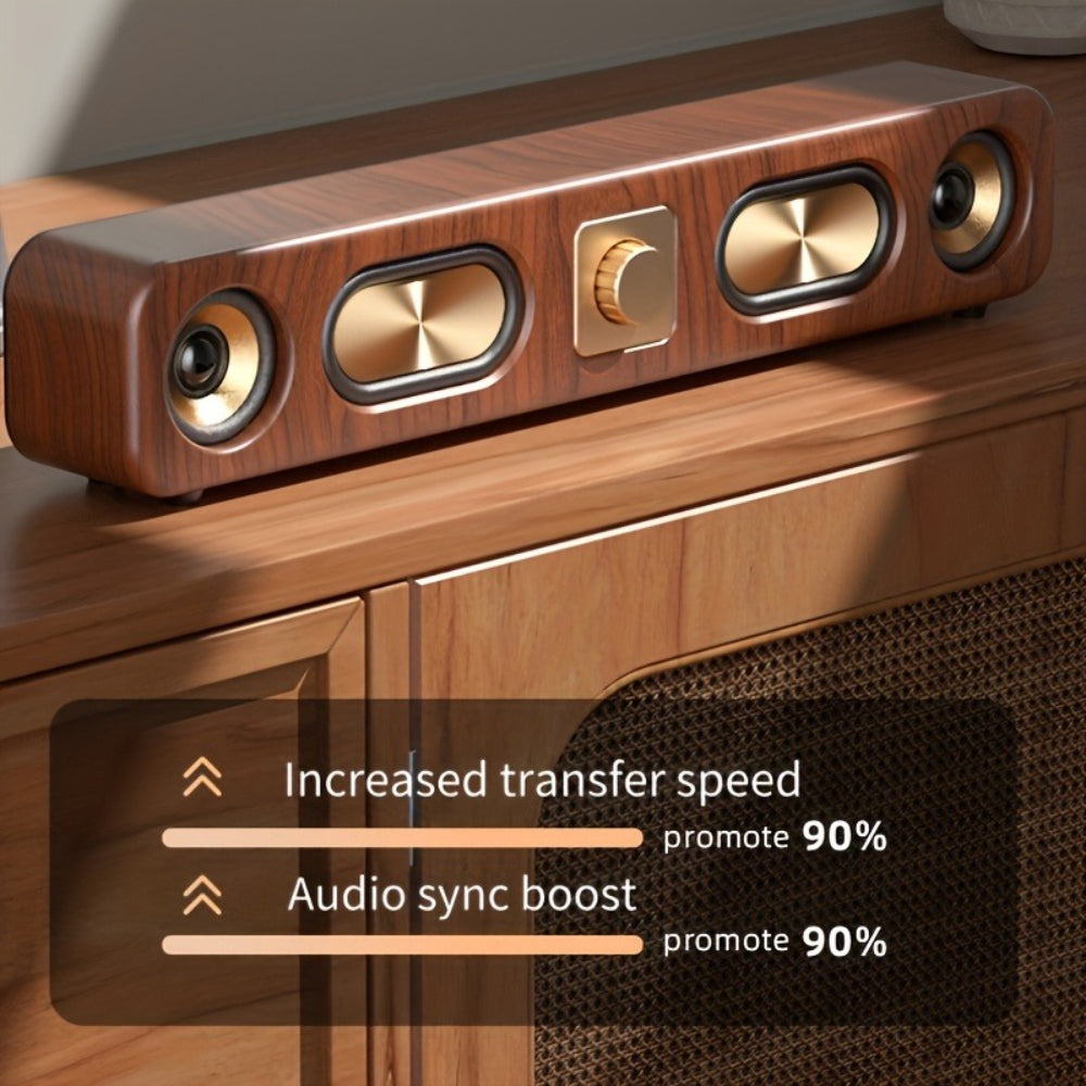 Retro Wood Grain Wireless Bluetooth Soundbar