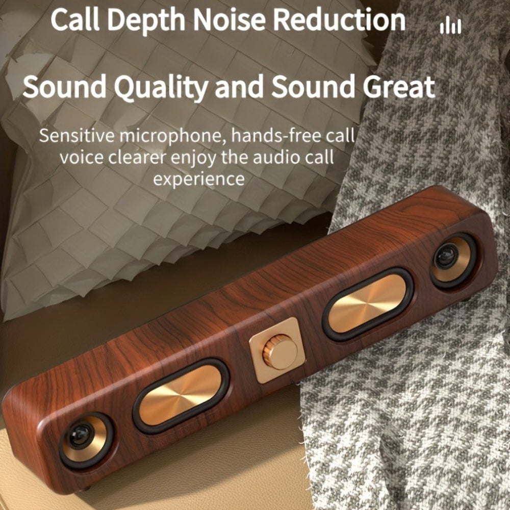 Retro Wood Grain Wireless Bluetooth Soundbar