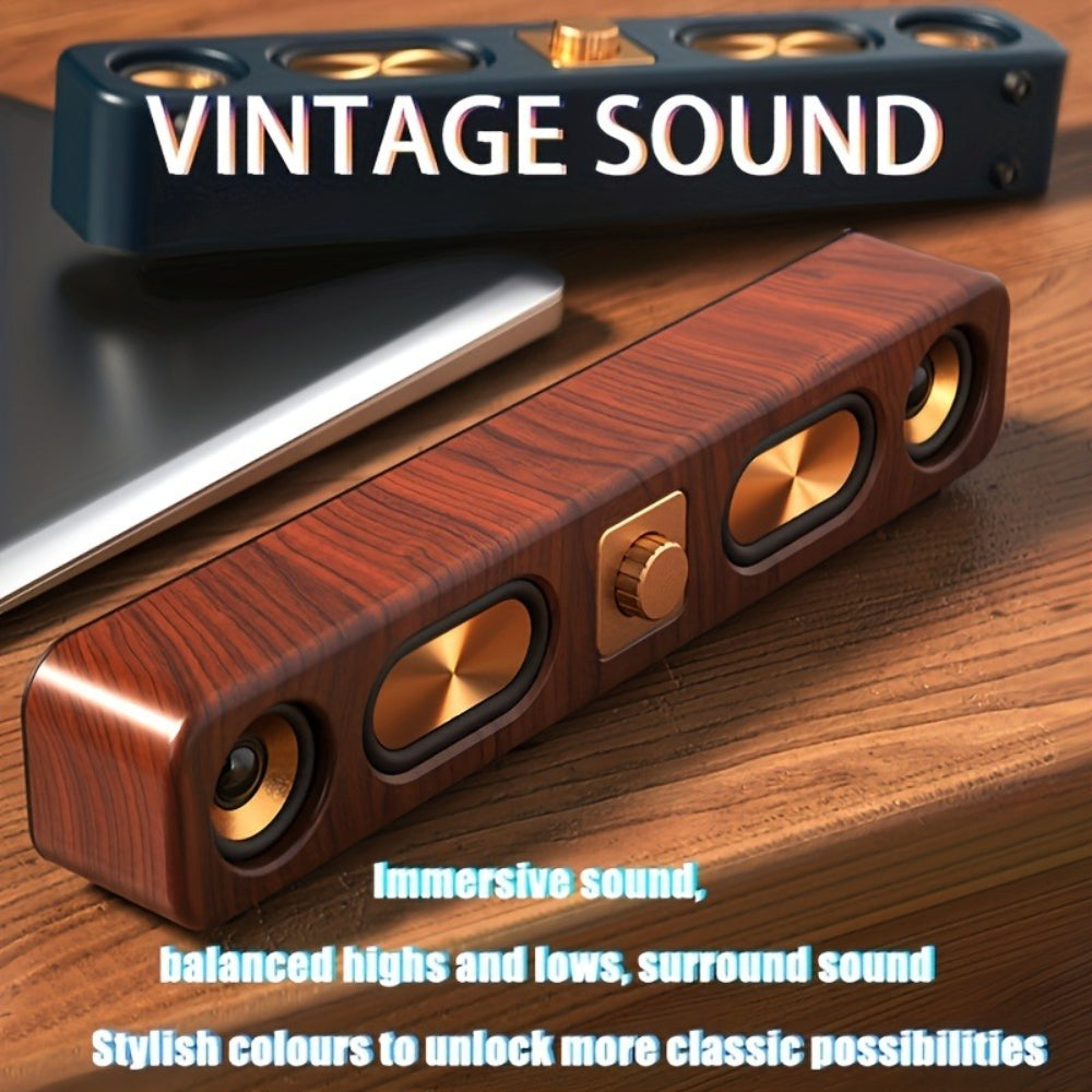 Retro Wood Grain Wireless Bluetooth Soundbar
