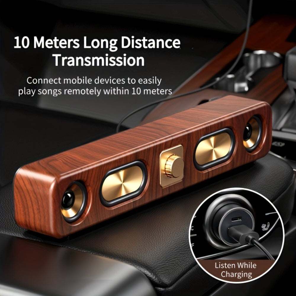 Retro Wood Grain Wireless Bluetooth Soundbar