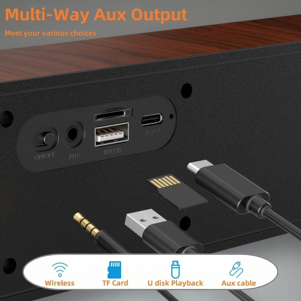 Retro Wood Grain Wireless Bluetooth Soundbar