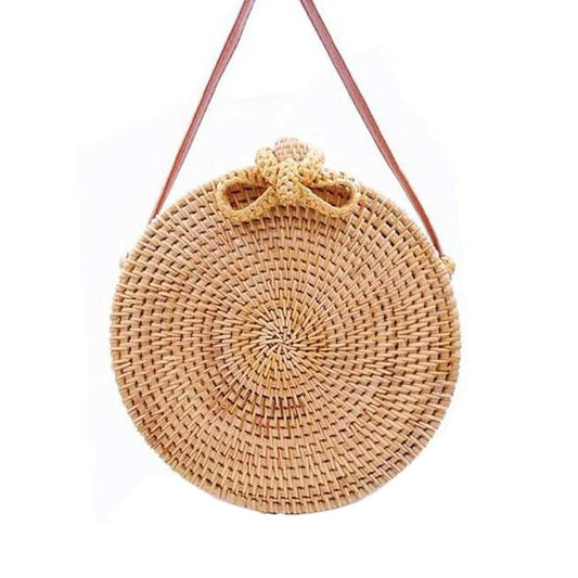 Handmade Round Bowknot Vintage Style Rattan Bag