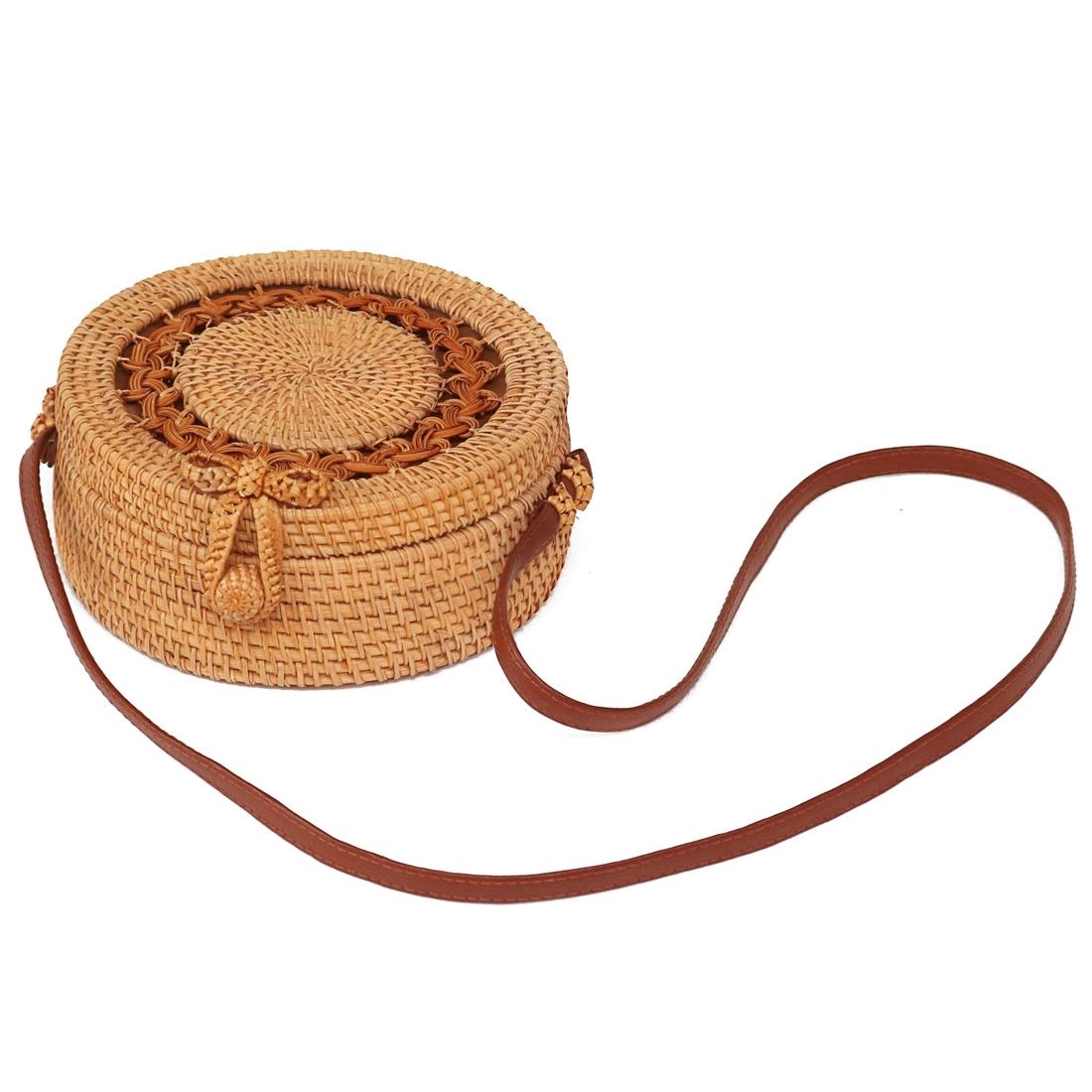 Handmade Round Sunflower Vintage Style Rattan Bag