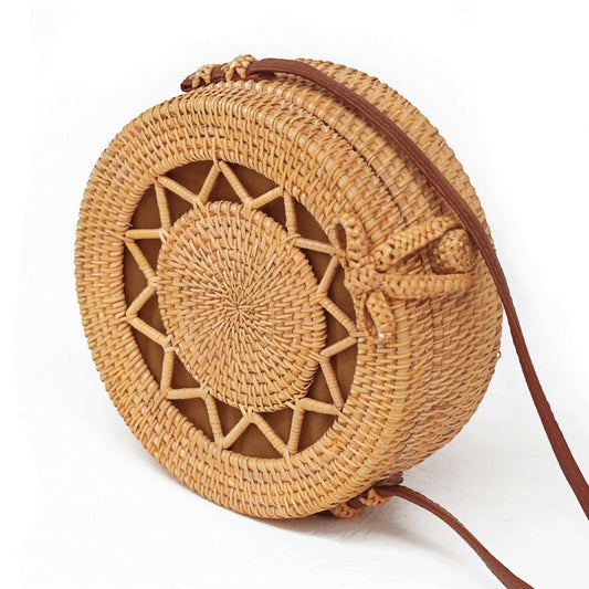 Handmade Round Flower Vintage Style Rattan Bag