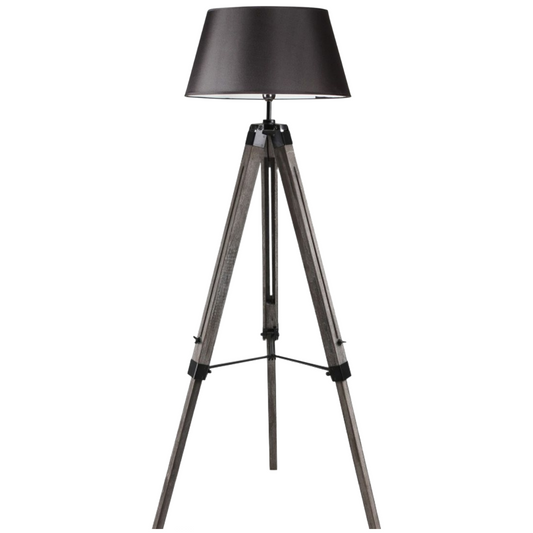 Large Tripod Floor Lamp - Black Linen
