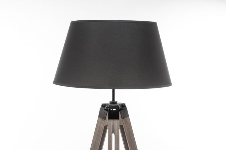Large Tripod Floor Lamp - Black Linen