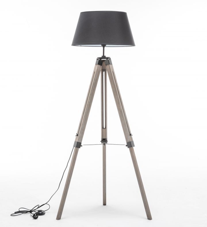 Large Tripod Floor Lamp - Black Linen